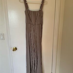 Brown + White Gingham Romper
